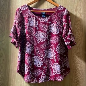 Ann Taylor floral burgundy top size S NEW